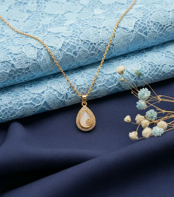 Gold_Tone_Teardrop_Stone_Floral_Pendant_Necklace_For_Women