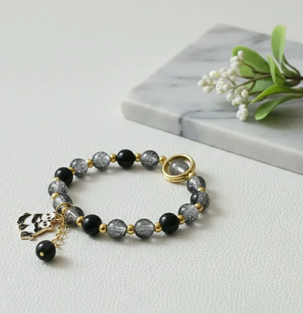 Black_Beaded_Panda_Charm_Bracelet_For_Women