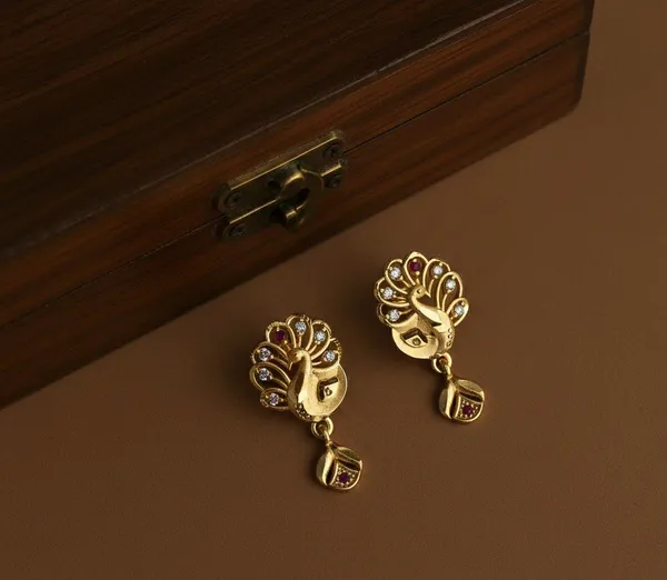 Gold_Tone_Peacock_Motif_Drop_Earrings_For_Women