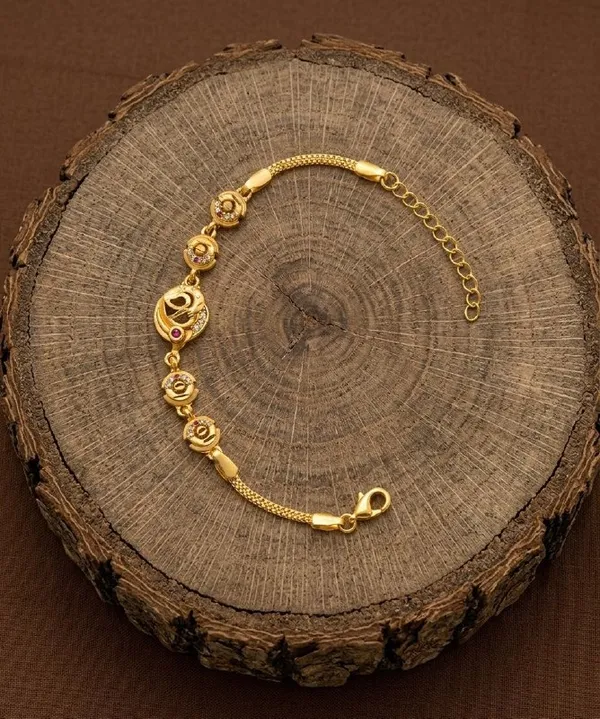 Gold_Tone_Cz_Double_Layer_Charm_Chain_Bracelet_For_Women