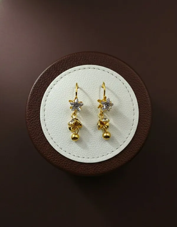Gold_Tone_Floral_Bead_Drop_Earrings_For_Women