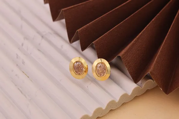 Gold_Tone_Round_Brown_Centre_Stud_Earrings_For_Women