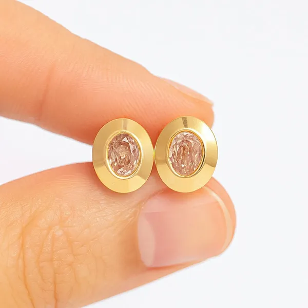 Gold_Tone_Round_Brown_Centre_Stud_Earrings_For_Women
