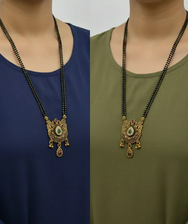 Black_Beaded_Gold_Tone_Floral_Pendant_Mangalsutra_Necklace_For_Women