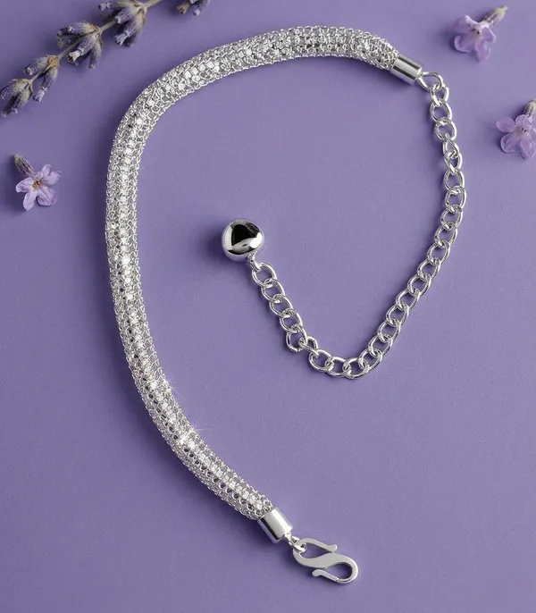 Silver_Tone_Mesh_Chain_Anklet_For_Women