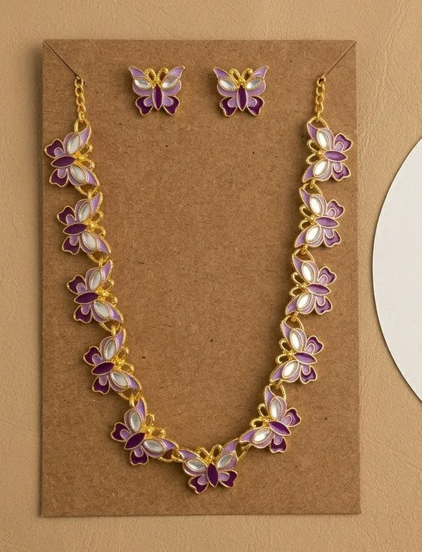 Purple_Gold_Tone_Floral_Necklace_And_Earrings_Set_For_Women