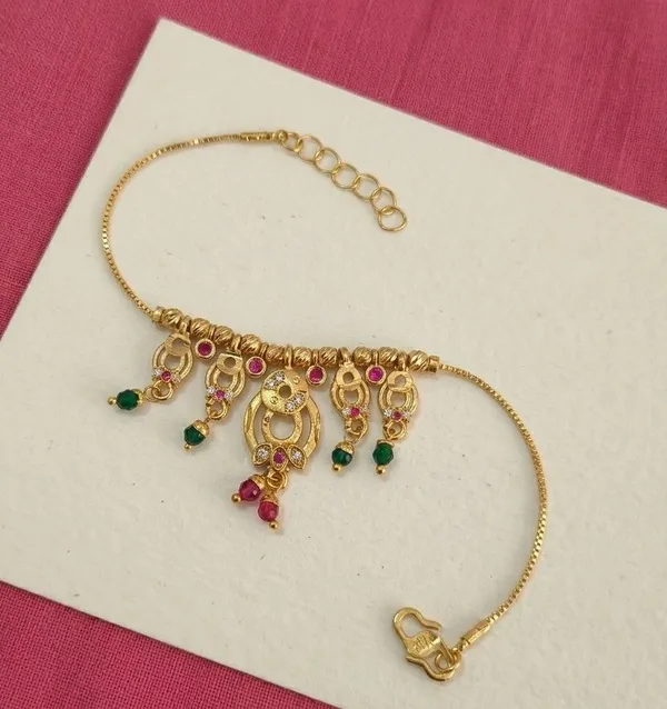 Gold_Tone_Temple_Green_Red_Stone_Pendant_Necklace_For_Women