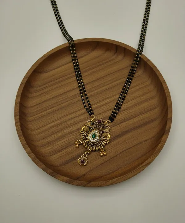 Gold_Tone_Green_Stone_Floral_Pendant_Mangalsutra_For_Women