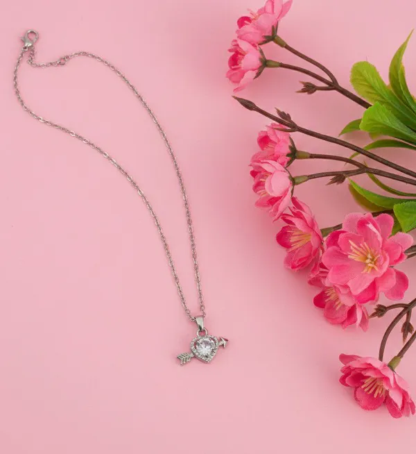 Silver_Tone_Heart_Arrow_Stone_Pendant_Necklace_For_Women