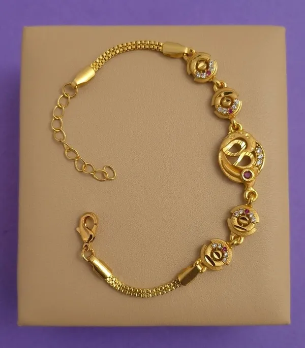 Gold_Tone_Cz_Double_Layer_Charm_Chain_Bracelet_For_Women