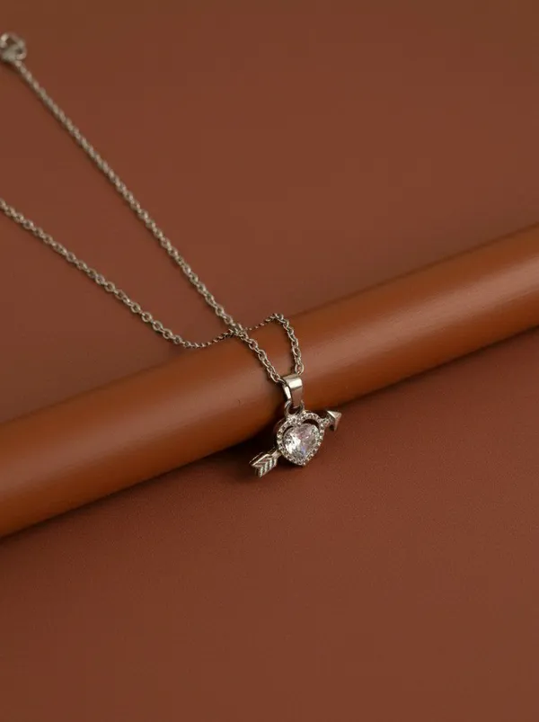 Silver_Tone_Heart_Arrow_Stone_Pendant_Necklace_For_Women