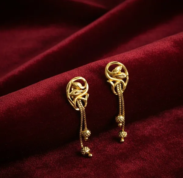 Gold_Tone_Layered_Chain_Drop_Earrings_For_Women