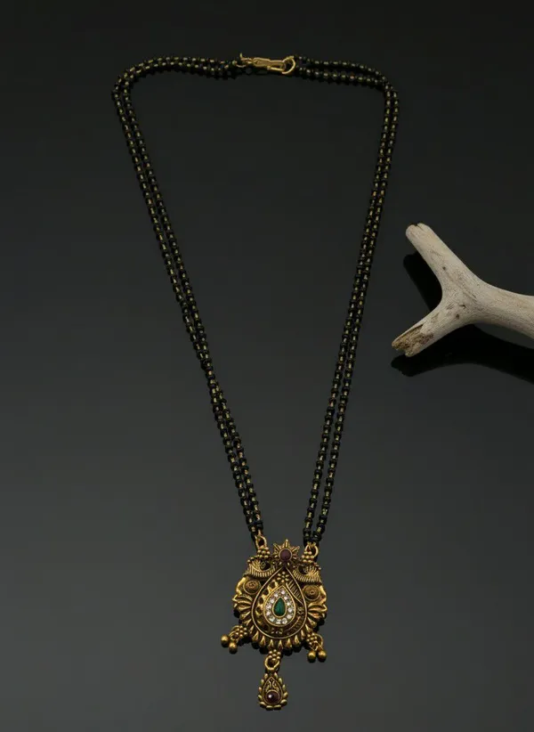 Gold_Tone_Green_Stone_Floral_Pendant_Mangalsutra_For_Women