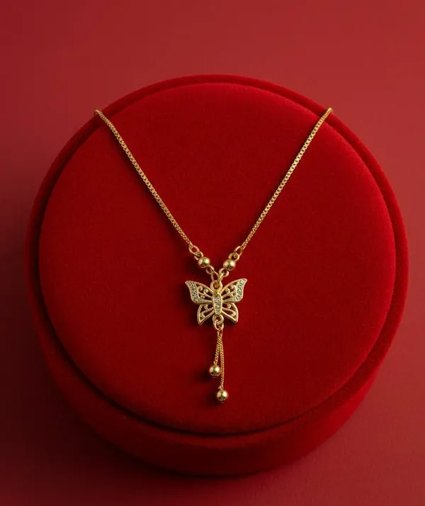 Gold_Tone_Butterfly_Stone_Drop_Pendant_Necklace_For_Women