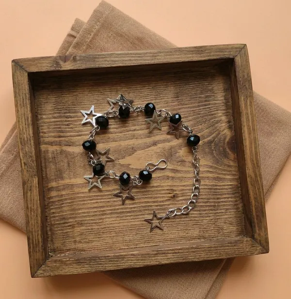 Black_Beaded_Star_Charm_Anklet_For_Women