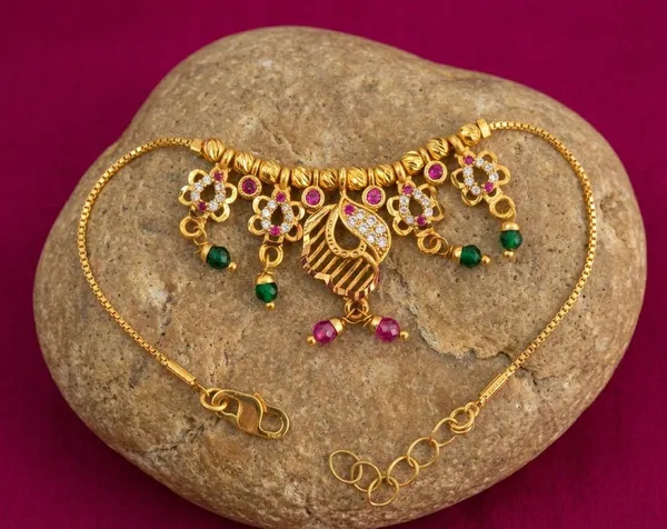 Gold_Tone_Floral_Stone_Charm_Bracelet_For_Women