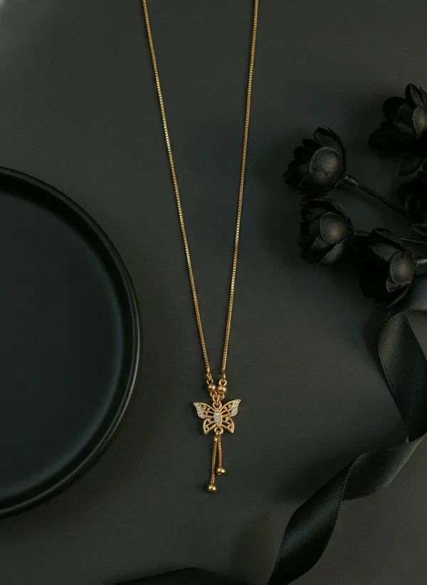 Gold_Tone_Butterfly_Stone_Drop_Pendant_Necklace_For_Women