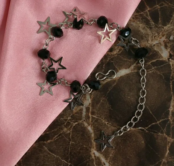 Black_Beaded_Star_Charm_Anklet_For_Women