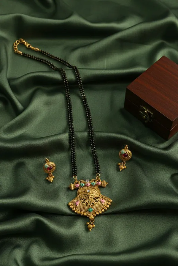 Gold_Tone_Beaded_Mangalsutra_Necklace_Set_For_Women
