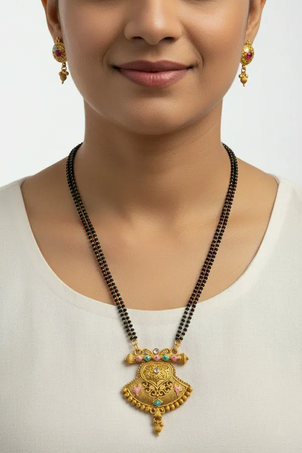 Gold_Tone_Beaded_Mangalsutra_Necklace_Set_For_Women