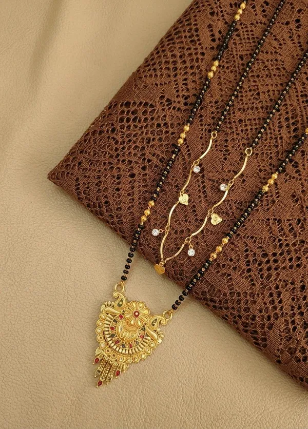 Gold_Tone_Black_Bead_3_Piece_Mangalsutra_Jewellery_Set_For_Women