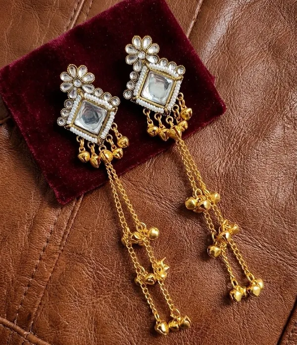 Gold_Tone_Floral_Long_Drop_Earrings_For_Women