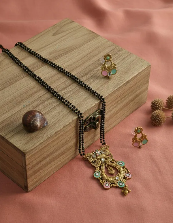 Gold_Tone_Beaded_Mangalsutra_Necklace_Set_For_Women