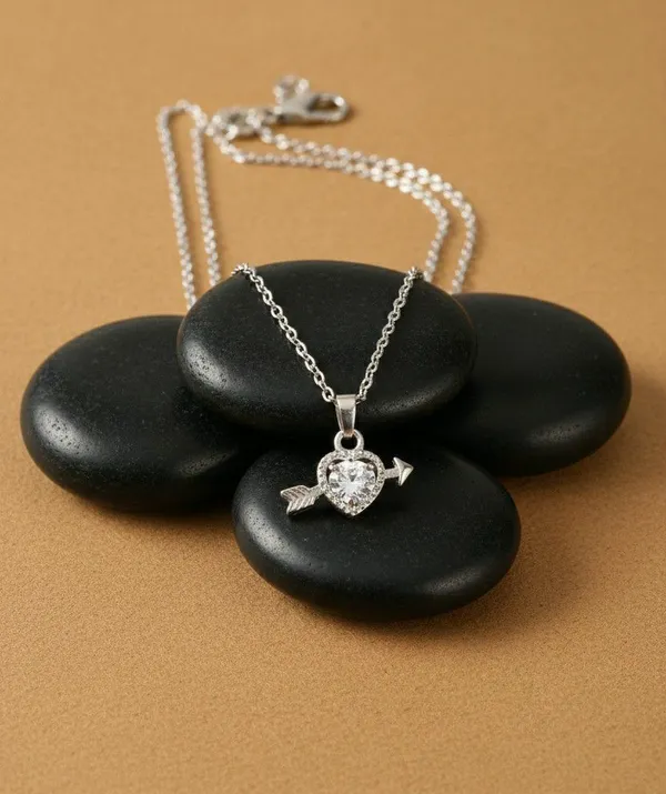 Silver_Tone_Heart_Arrow_Stone_Pendant_Necklace_For_Women