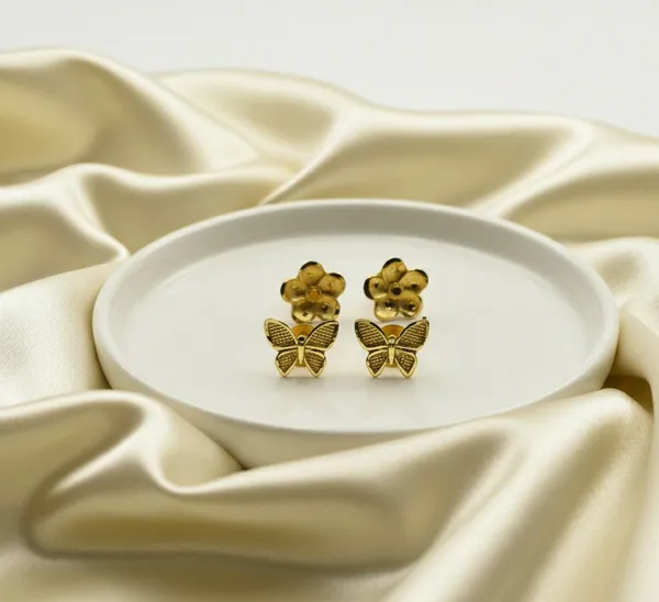 Gold_Tone_Butterfly_And_Flower_Stud_Earrings_Set_For_Women