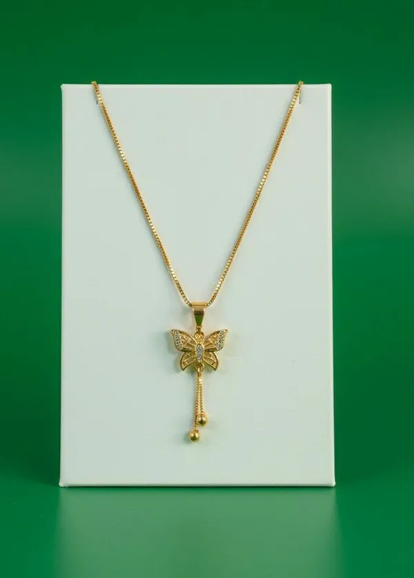 Gold_Tone_Butterfly_Stone_Drop_Pendant_Necklace_For_Women