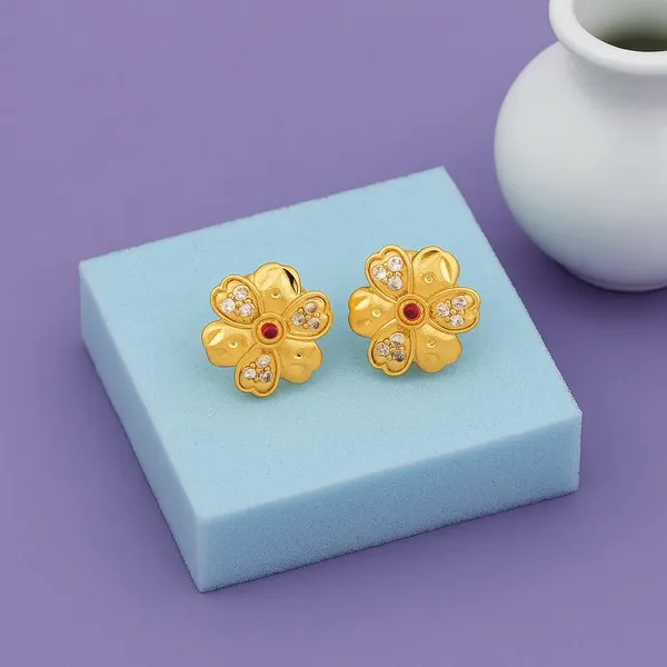 Gold_Plated_Floral_Stud_Earrings_For_Women