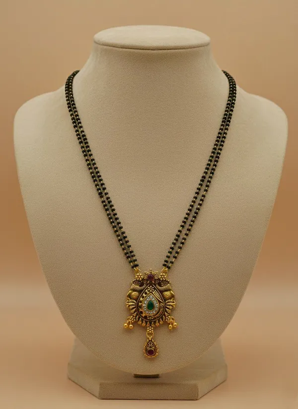 Gold_Tone_Green_Stone_Floral_Pendant_Mangalsutra_For_Women