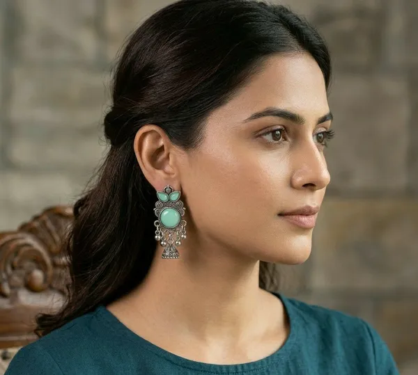 Green_Oxidised_Metal_Floral_Jhumka_Earrings_For_Women