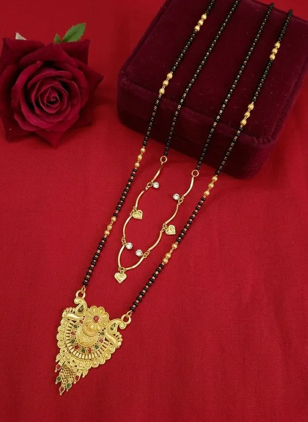 Gold_Tone_Black_Bead_3_Piece_Mangalsutra_Jewellery_Set_For_Women