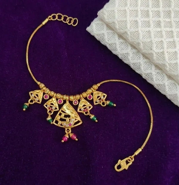 Gold_Tone_Pink_Green_Stone_Traditional_Necklace_For_Women