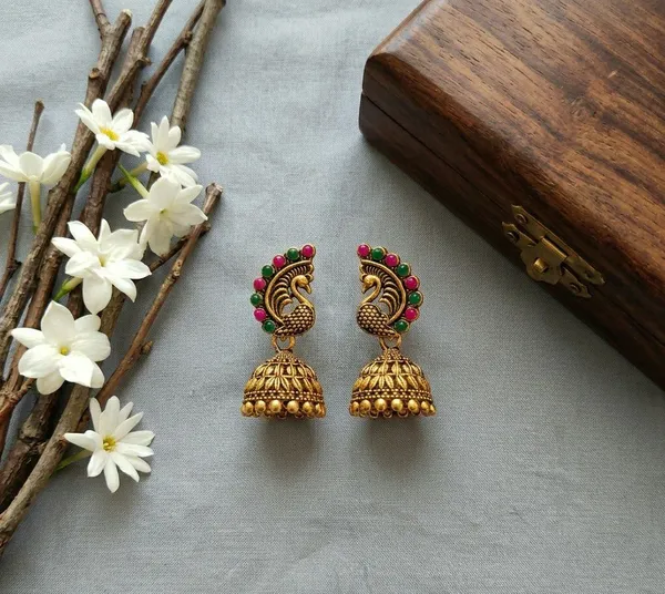Gold_Tone_Peacock_Stone_Jhumka_Earrings_For_Women