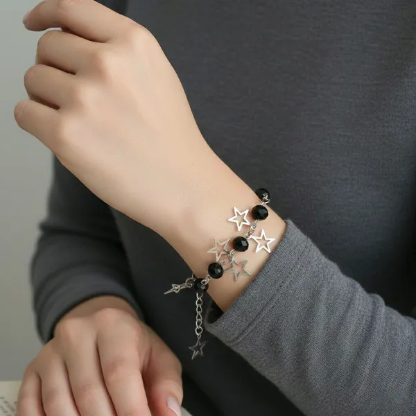Black_Beaded_Star_Charm_Anklet_For_Women