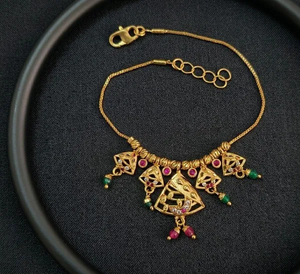 Gold_Tone_Pink_Green_Stone_Traditional_Necklace_For_Women