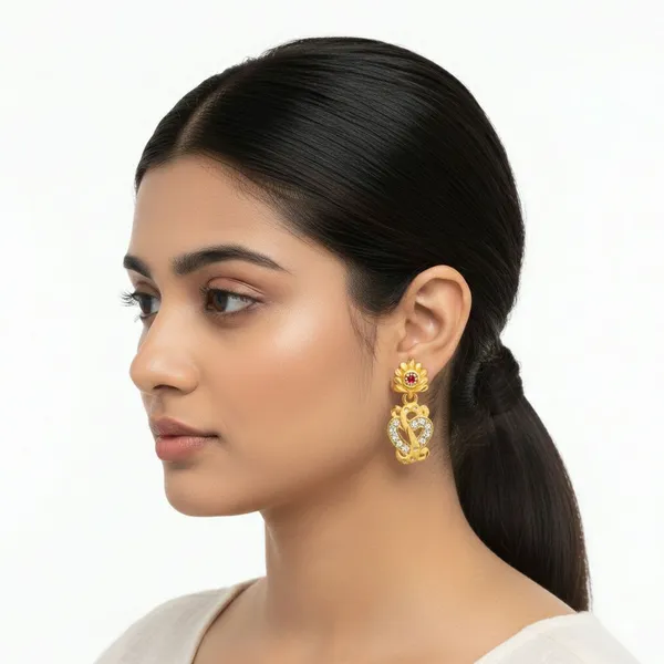 Gold_Tone_Floral_Stone_Studded_Drop_Earrings_For_Women