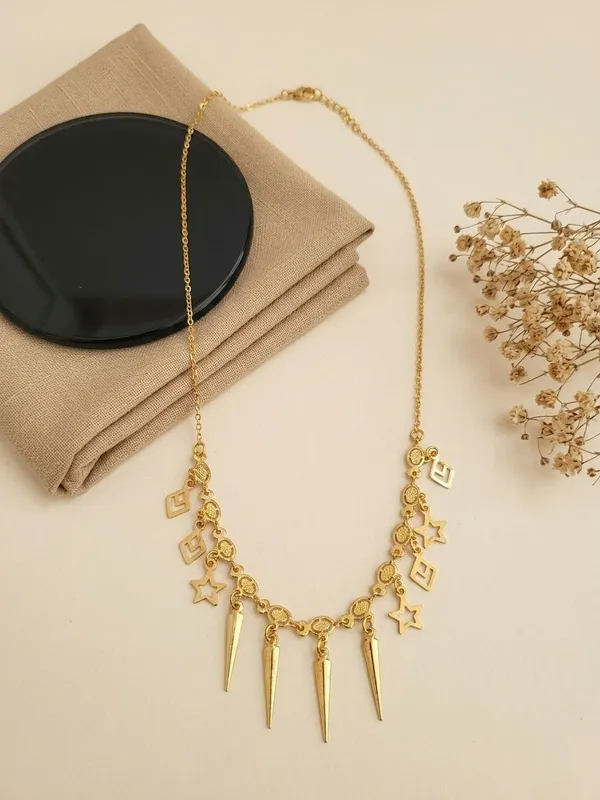 Gold_Tone_Geometric_Star_Charm_Necklace_For_Women