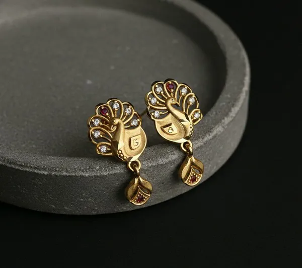 Gold_Tone_Peacock_Motif_Drop_Earrings_For_Women