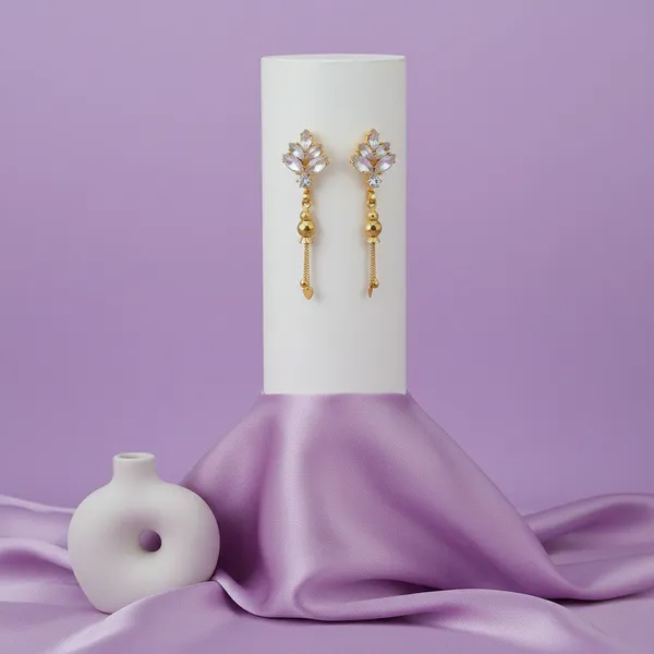 Gold_Tone_Floral_Dangle_Earrings_For_Women