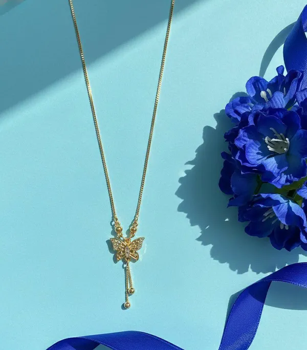 Gold_Tone_Butterfly_Stone_Drop_Pendant_Necklace_For_Women