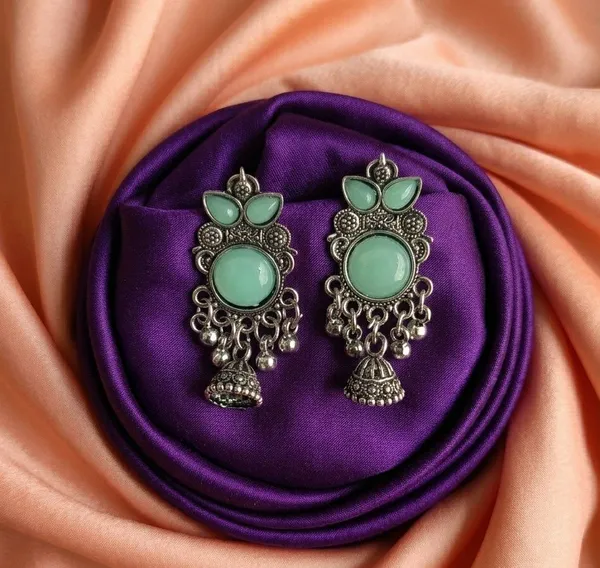 Green_Oxidised_Metal_Floral_Jhumka_Earrings_For_Women