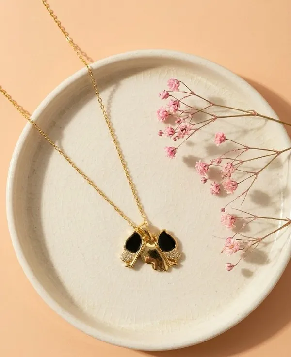 Gold_Tone_Black_Enamel_Butterfly_Pendant_Necklace_For_Women