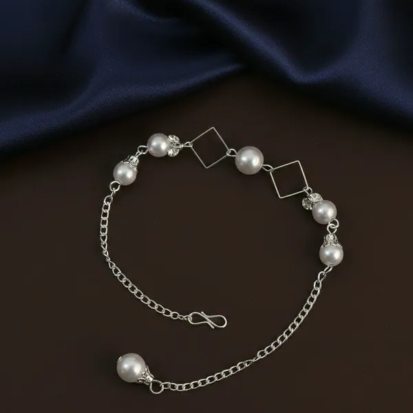 Silver_Tone_Pearl_Link_Chain_Bracelet_For_Women