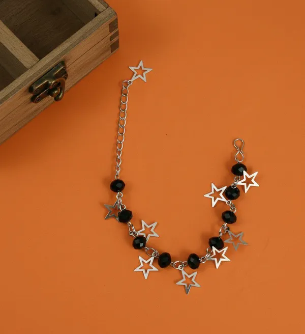 Black_Beaded_Star_Charm_Anklet_For_Women