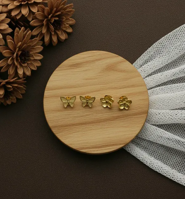 Gold_Tone_Butterfly_And_Flower_Stud_Earrings_Set_For_Women