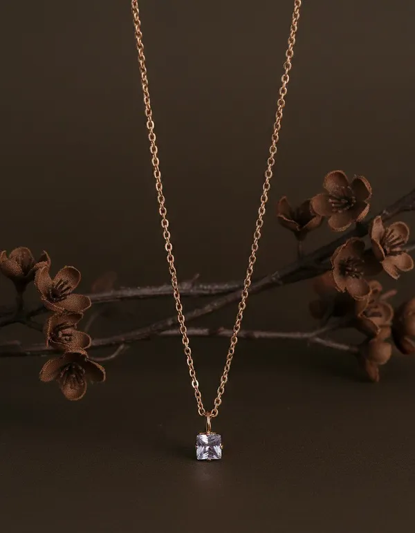 Rose_Gold_Tone_Square_Stone_Pendant_Necklace_For_Women