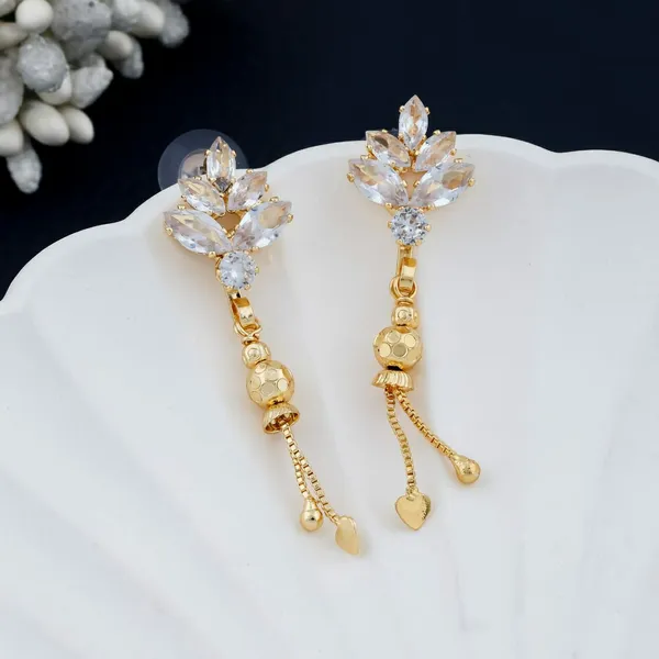 Gold_Tone_Floral_Dangle_Earrings_For_Women